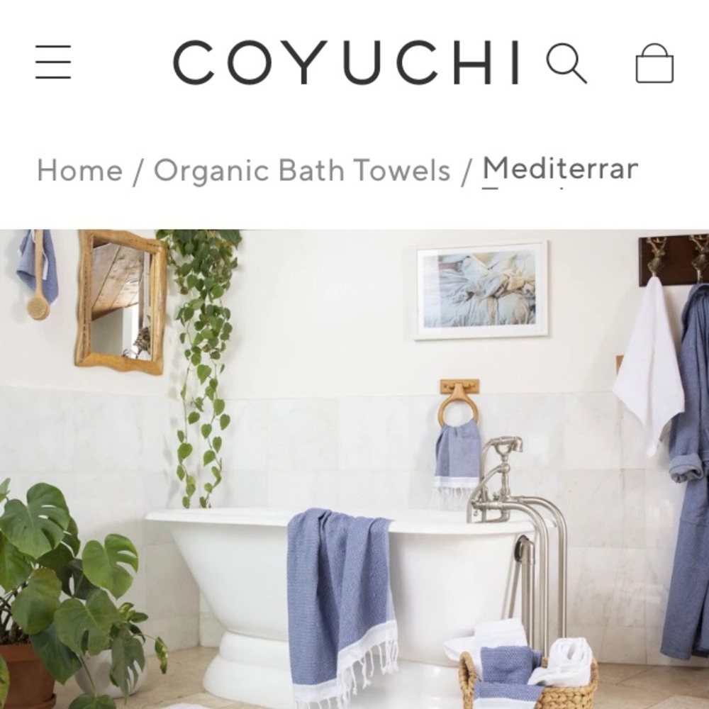 NEW $148 TWO Coyuchi Mediterranean organic cotton dish hand towel fringed